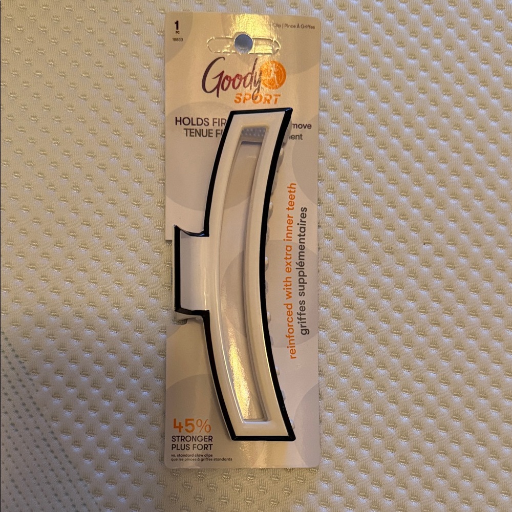 Goody Sport Hair Clip - White with Black Edge Claw Clip
